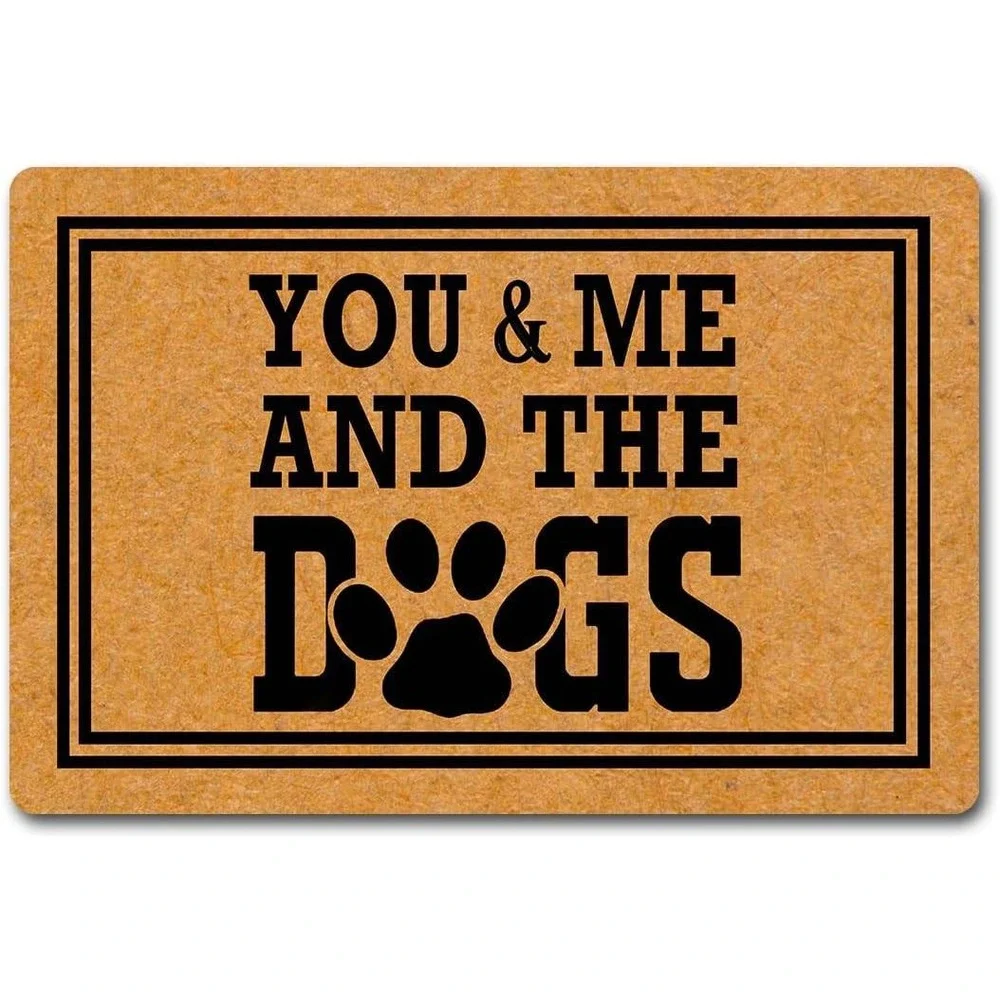 Welcome Doormat You and Me and the‎ Dogs Paw Print Natural Fiber 23 x 15